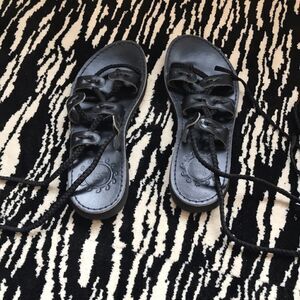 Black lace up sandals